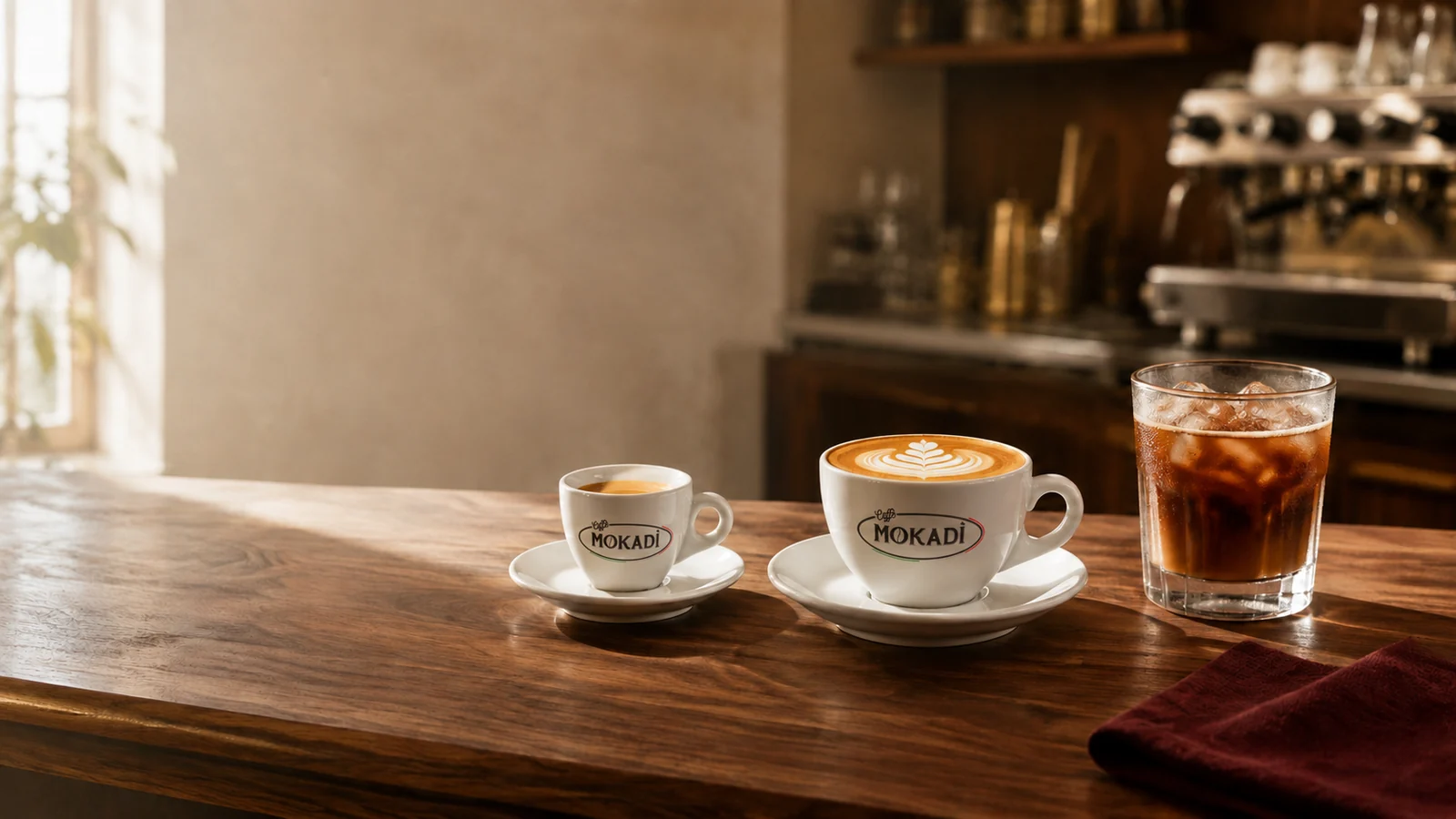 Proposte Mokadì sul bancone di un bar